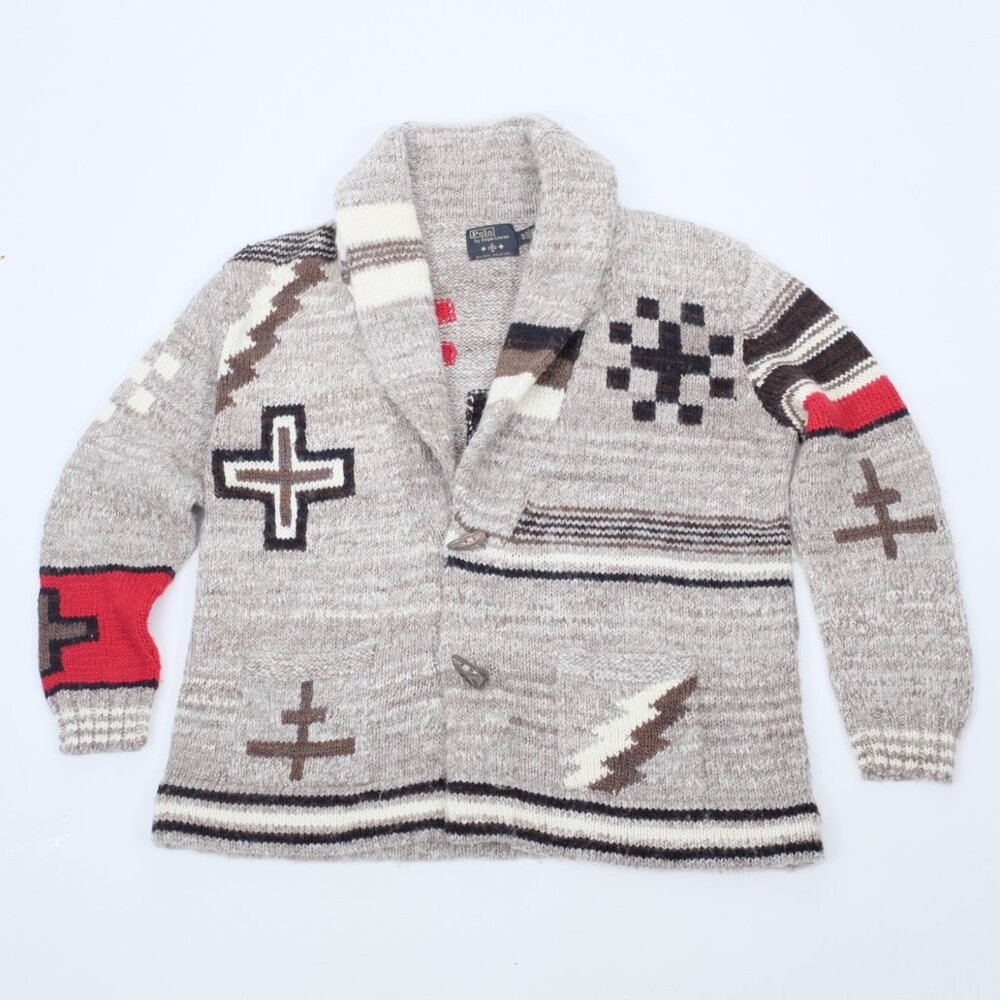 PRL x Naiomi Glasses Wrap Cardigan XL-2X. BEIGE,  BLACK, RED